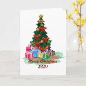 クリスマスツリー折り畳みカード カード (黄色い花)