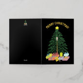 クリスマスツリー折り畳み 箔シーズンカード (外側レイダウン)