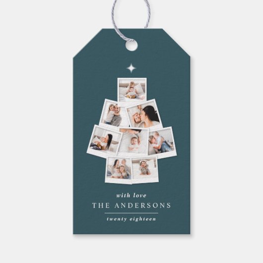 クリスマスツリー数々のの写真の休日 ギフトタグ (正面)