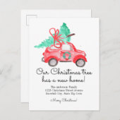 クリスマスツリー新しいホームアドレスカーホリデームービング 案内ポストカード (正面/裏面)