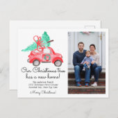 クリスマスツリー新しいホームカーフォトホリデームービング 案内ポストカード (正面/裏面)