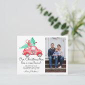 クリスマスツリー新しいホームカーフォトホリデームービング 案内ポストカード (スタンド正面)