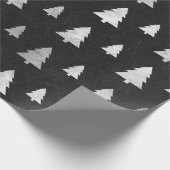 クリスマスツリー新年ブラックシルバー ラッピングペーパー (角)