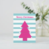 クリスマスツリー明るいピンクのグリーティングポストカード ポストカード (スタンド正面)