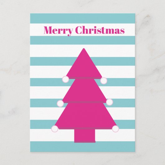 クリスマスツリー明るいピンクのグリーティングポストカード ポストカード (正面)