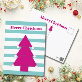 クリスマスツリー明るいピンクのグリーティングポストカード ポストカード
