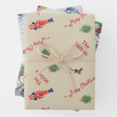 クリスマスツリー暖炉の馬のおもちゃ家族のギフト ラッピングペーパーシート (インサイチュ)