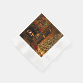 クリスマスツリー暖炉 縁ありカクテルナプキン (角)