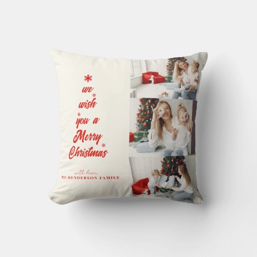 クリスマスツリー書道 |家族の写真 クッション (正面)