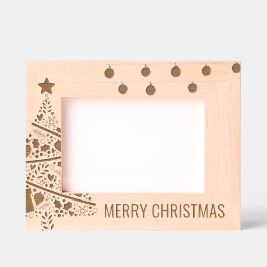 クリスマスツリー木製レーザー写真 レーザー彫刻フレーム (正面)