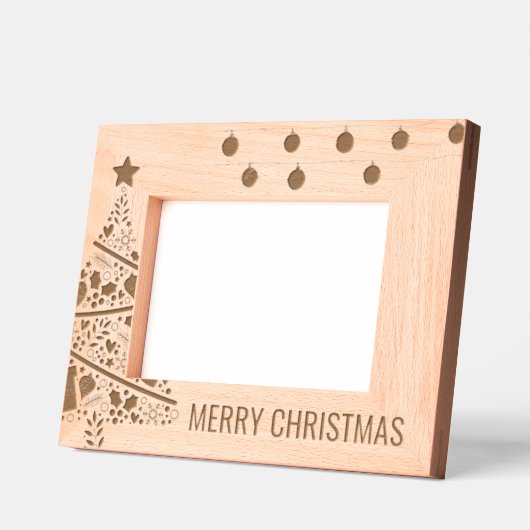 クリスマスツリー木製レーザー写真 レーザー彫刻フレーム (左)