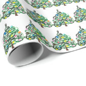 クリスマスツリー松フェスティバルグリーンウォーター色 ラッピングペーパー (ロールコーナー)