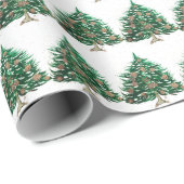 クリスマスツリー松フェスティバルグリーンウォーター色 ラッピングペーパー (ロールコーナー)