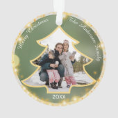 クリスマスツリー枠カスタム付きフォト両面 オーナメント (裏面)