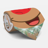 クリスマスツリー柄のタイ,  サンタの鹿 ネクタイ (ロール)