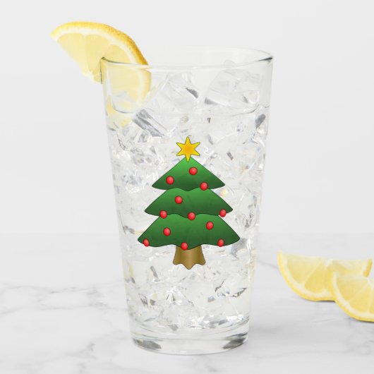 クリスマスツリー柄のドリンクグラス タンブラーグラス (アイス正面)