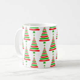 クリスマスツリー柄の赤と緑のらくがき b コーヒーマグカップ
