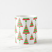 クリスマスツリー柄の赤と緑のらくがき b コーヒーマグカップ (中央)