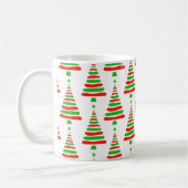 クリスマスツリー柄の赤と緑のらくがき b コーヒーマグカップ (左)