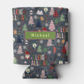 クリスマスツリー模様そり一日中 缶クーラー (裏面)