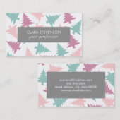 クリスマスツリー模様パステルピンク紫グリーン 名刺 (正面/裏面)