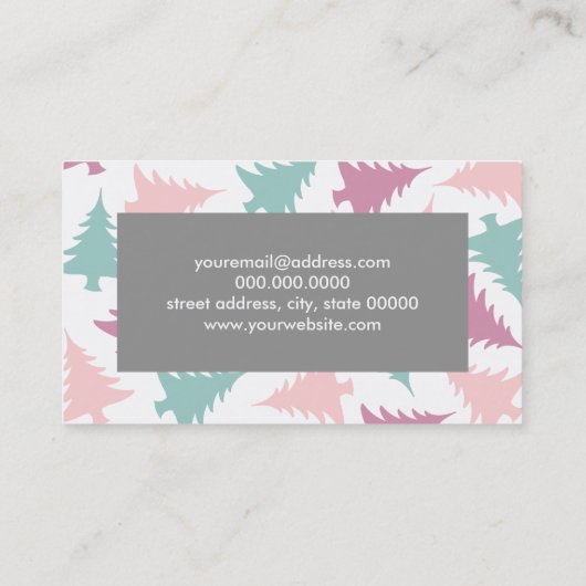 クリスマスツリー模様パステルピンク紫グリーン 名刺 (裏面)