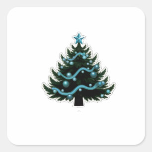 クリスマスツリー正方形ステッカー スクエアシール