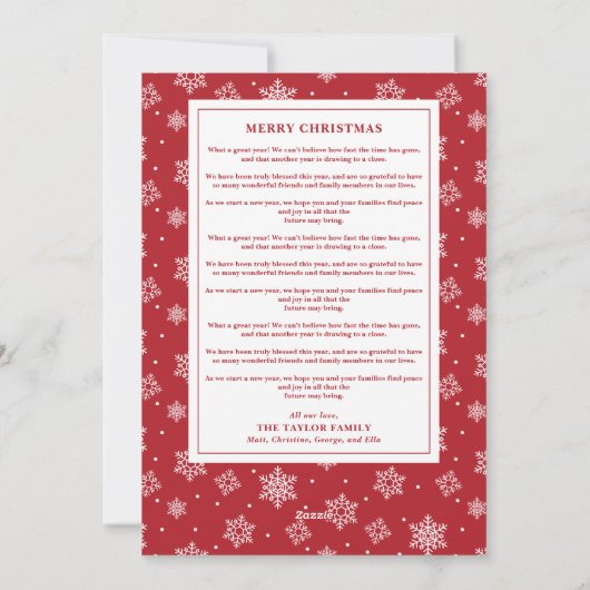 クリスマスツリー正方形フォトギャラリー長いメッセージ シーズンカード (裏面)