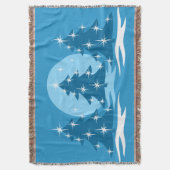 クリスマスツリー毛布の青い休日のブランケット スローブランケット (正面縦)