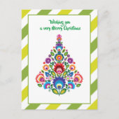 🎄クリスマスツリー民俗緑の休日はがき シーズンポストカード (正面)