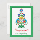 🎄クリスマスツリー民俗緑の休日はがき シーズンポストカード (正面/裏面)