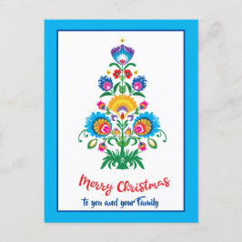 🎄クリスマスツリー民俗青い休日はがき シーズンポストカード