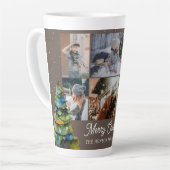 クリスマスツリー水彩家族6フォトコラージュ カフェラテマグ (左アングル)