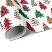 クリスマスツリー水牛のプレイドとヒョウ ラッピングペーパー (ロールコーナー)