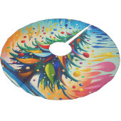 クリスマスツリー油絵 ブラッシュドポリエステルツリースカート (アングル)