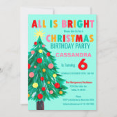 クリスマスツリー海グリーンクリスマスバースデーパーティー 招待状 (正面)