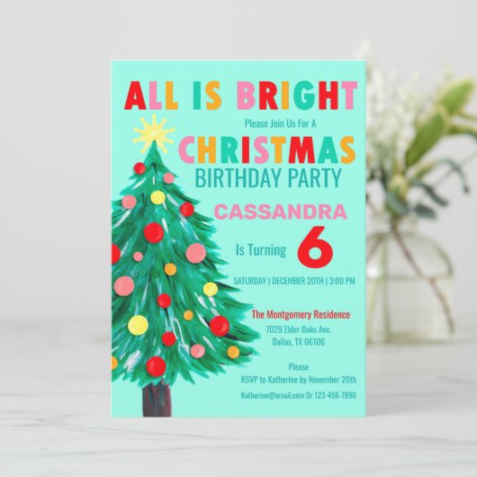 クリスマスツリー海グリーンクリスマスバースデーパーティー 招待状 (スタンド正面)