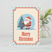 クリスマスツリー漫画とサンタクロース シーズンカード (スタンド正面)
