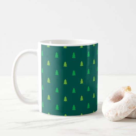 クリスマスツリー濃い緑のコーヒーマグ。 コーヒーマグカップ (ドーナツ)