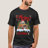 クリスマスツリー照明サンタハットタクシークリスマスTシール Tシャツ (正面)