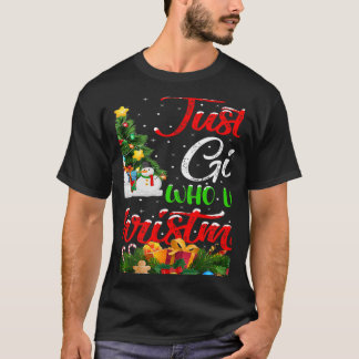 クリスマスツリー照明サンタChrを愛する女の子 Tシャツ