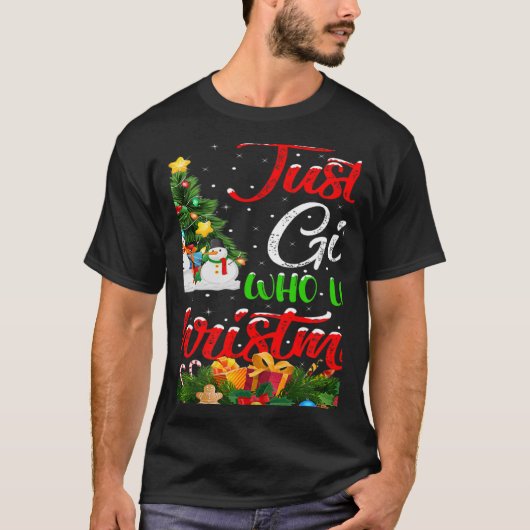 クリスマスツリー照明サンタChrを愛する女の子 Tシャツ (正面)