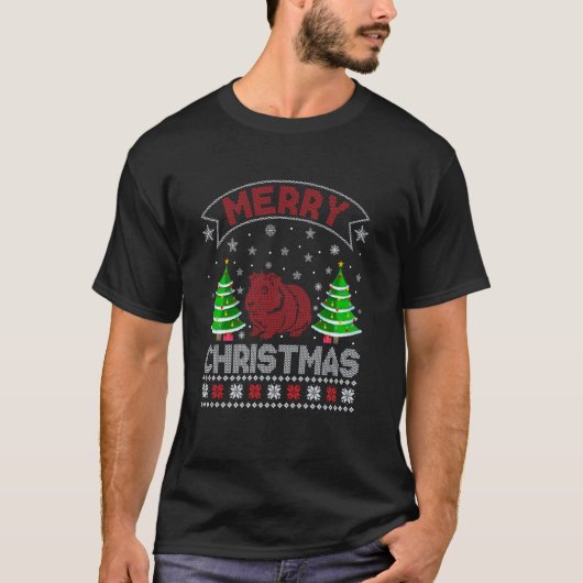 クリスマスツリー照明メンズハムスター醜いクリスマス Tシャツ (正面)