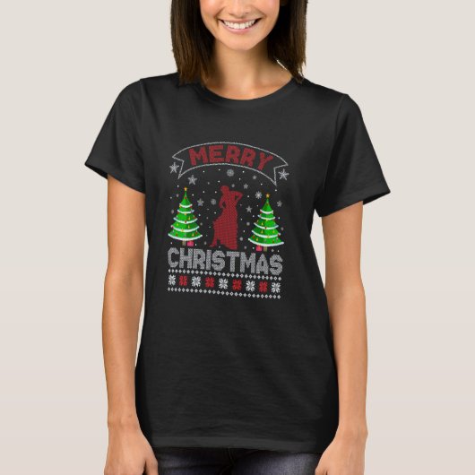 クリスマスツリー照明メンズフラメンコ醜いクリスマス Tシャツ (正面)
