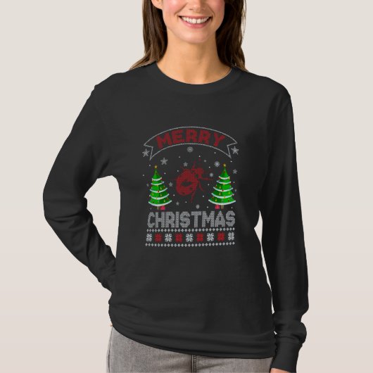 クリスマスツリー照明メンズレディバグ醜いクリスマ Tシャツ (正面)
