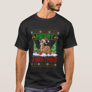 クリスマスツリー照明醜いサンタハットシャモワヤギChr Tシャツ