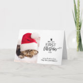 クリスマスツリー猫の初めてのクリスマス写真 シーズンカード (正面)