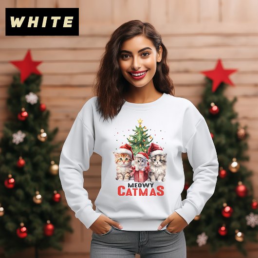 クリスマスツリー猫ギフトMeowy Catmasクリスマス スウェットシャツ