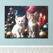 クリスマスツリー猫好きによる魅惑の猫 キャンバスプリント (インサイチュ (ウッドフロア))