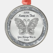 クリスマスツリー用に蝶のオーナメントをパーソナライズ メタルオーナメント (正面)
